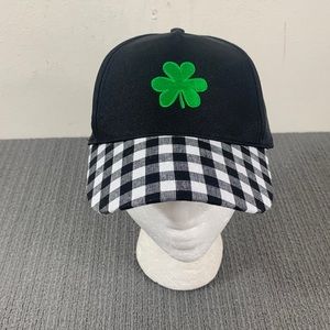 Gertex Baseball Hat Adult One Size Black White Irish Clover Checkered Brim